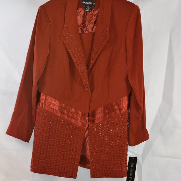 Beaded/Embellished Rust Coloured Special Occasion 2 pc suit SZ 14 Harmony NY NWT - Picture 4 of 11